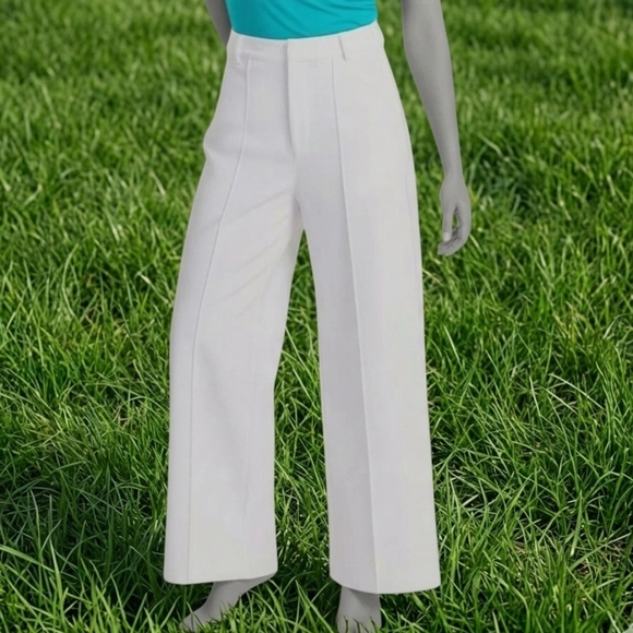 Bar III Pants - Bar III Wide Leg White Ponte Women's Dress Pants Size Petite Small